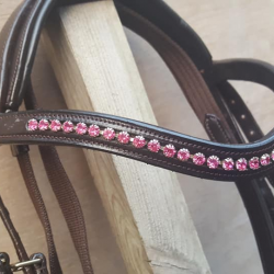 Hipponeiro roze onderlegd hoofdstel donkerbruin "Soraya"