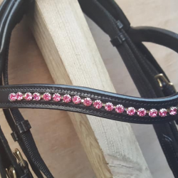 Hipponeiro roze onderlegd hoofdstel zwart "Soraya"