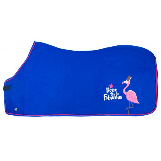 Pfiff fleecedeken Fabulous Flamingo blauw