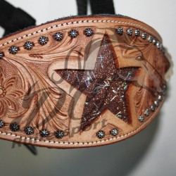 Hipponeiro STAR nylon halster met lederen neusriem Western style
